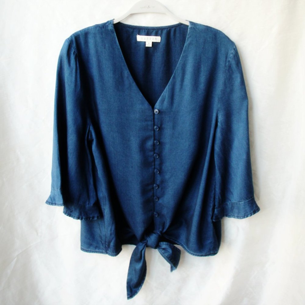 Tie Front Chambray Top